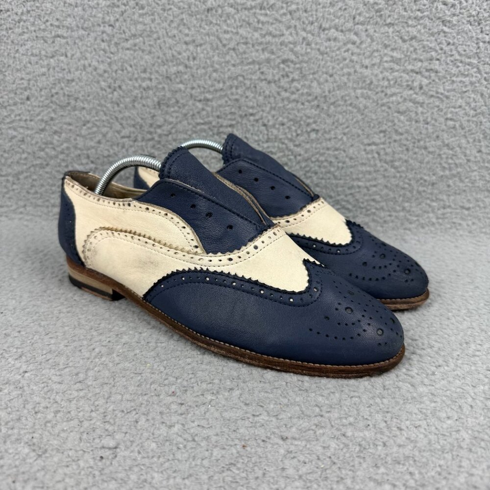 Koah Shoes Womens 7.5 EU 39 Navy Blue White Wingtip Brogues Oxford Dress Flats 3
